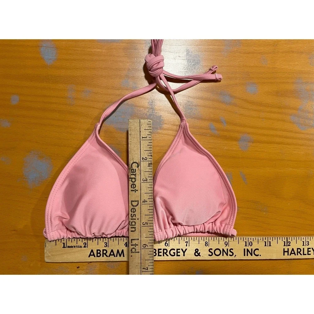 NEW Lilosy Pink Triangle Thong Tie Bikini Set Sexy Mesh Sheer Cover Up Lace Up S - Picture 5 of 12